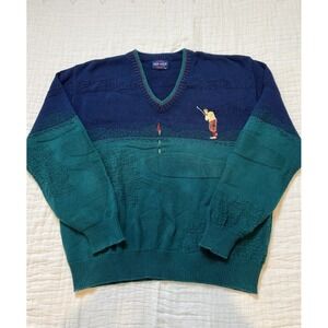 Pine State Sweater Mens Extra Large Green Knit Golf Cotton Classic Vintage USA